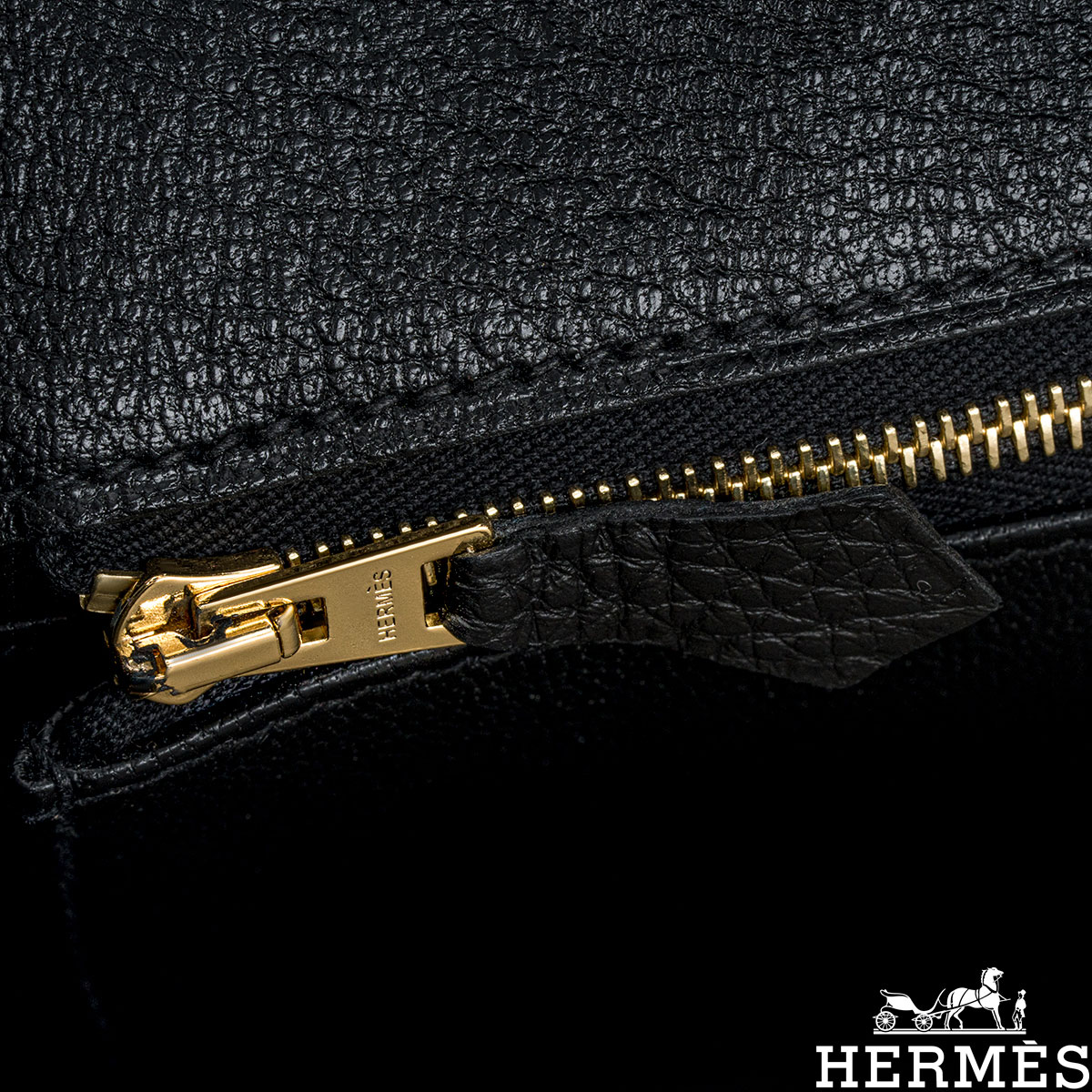 HERMÈS BIRKIN 25CM TOUCH BLACK Togo & Lizard Leather with Gold